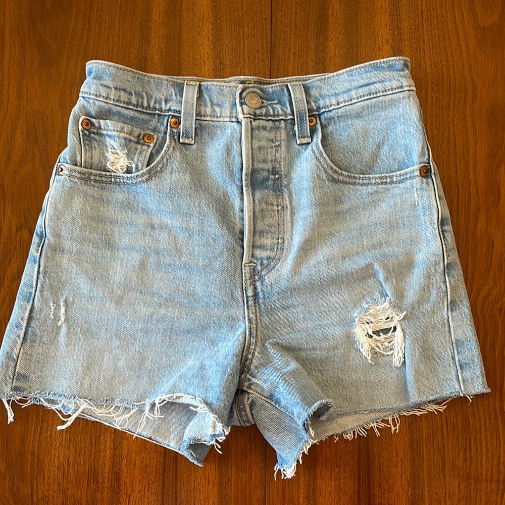 Levi's Light Blue Distressed Jean Shorts